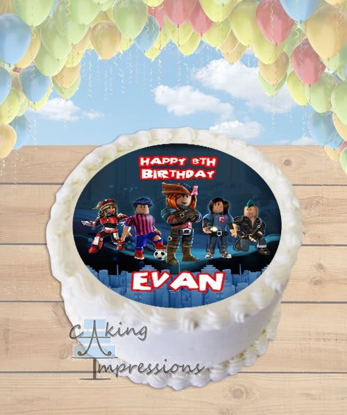 Roblox Edible Image Round Cake Topper - roblox video game edible frosting image cake topper round
